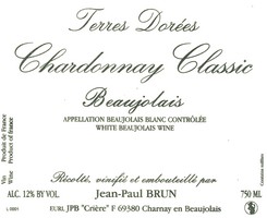 Etiquette Brun Terres Dorées Beaujolais blanc classic
