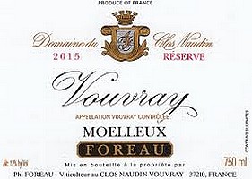 Etiquette Clos Naudin Foreau Vouvray moelleux réserve