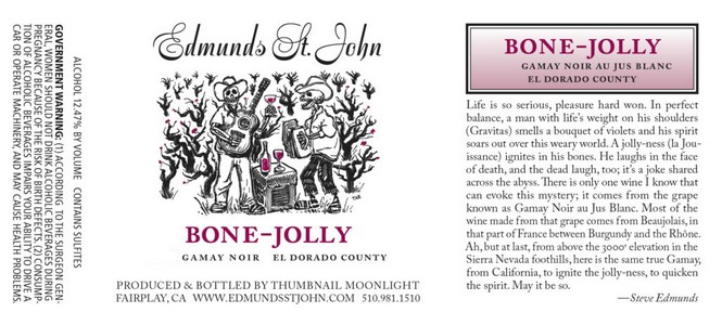 Etiquette Edmunds St. John Bone-Jolly Gamay Noir Barsotti Ranch El Dorado County