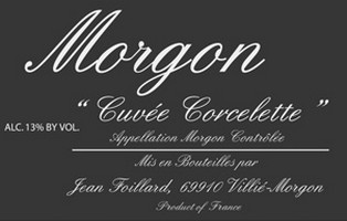 Etiquette Foillard Morgon Cuvée Corcelette