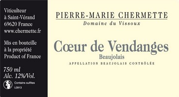 Etiquette Vissoux Beaujolais Coeur de Vendange