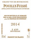 Contre étiquette Jules Desjourneys Pouilly Fuissé