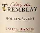 Etiquette Janin Clos du Tremblay